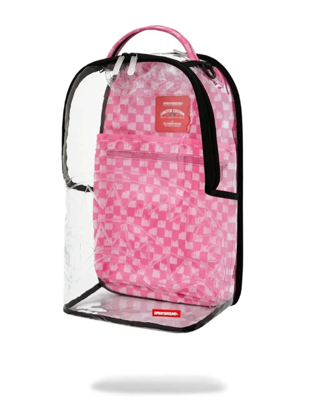 CLEAR DLX BACKPACK - CHECKED OUT (PINK Drip) SPRAYGROUND